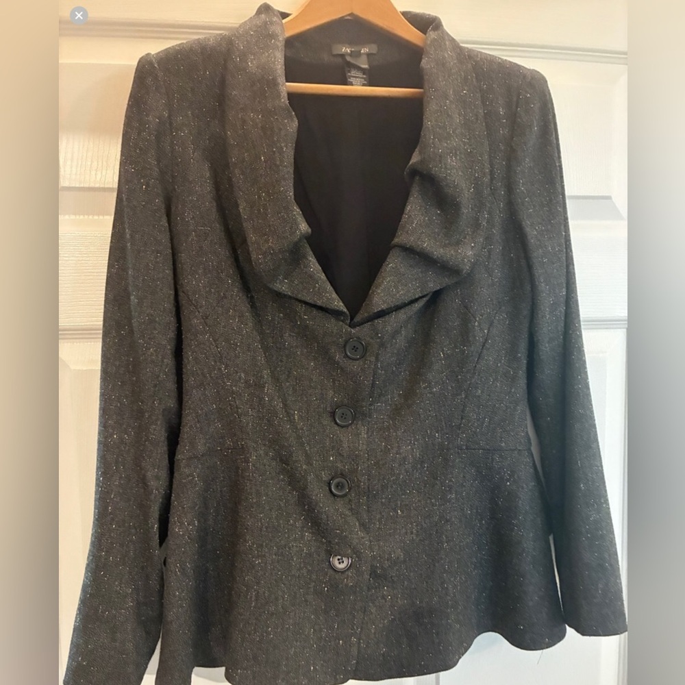 Zac Posen Button Up Wool Blazer Jacket
